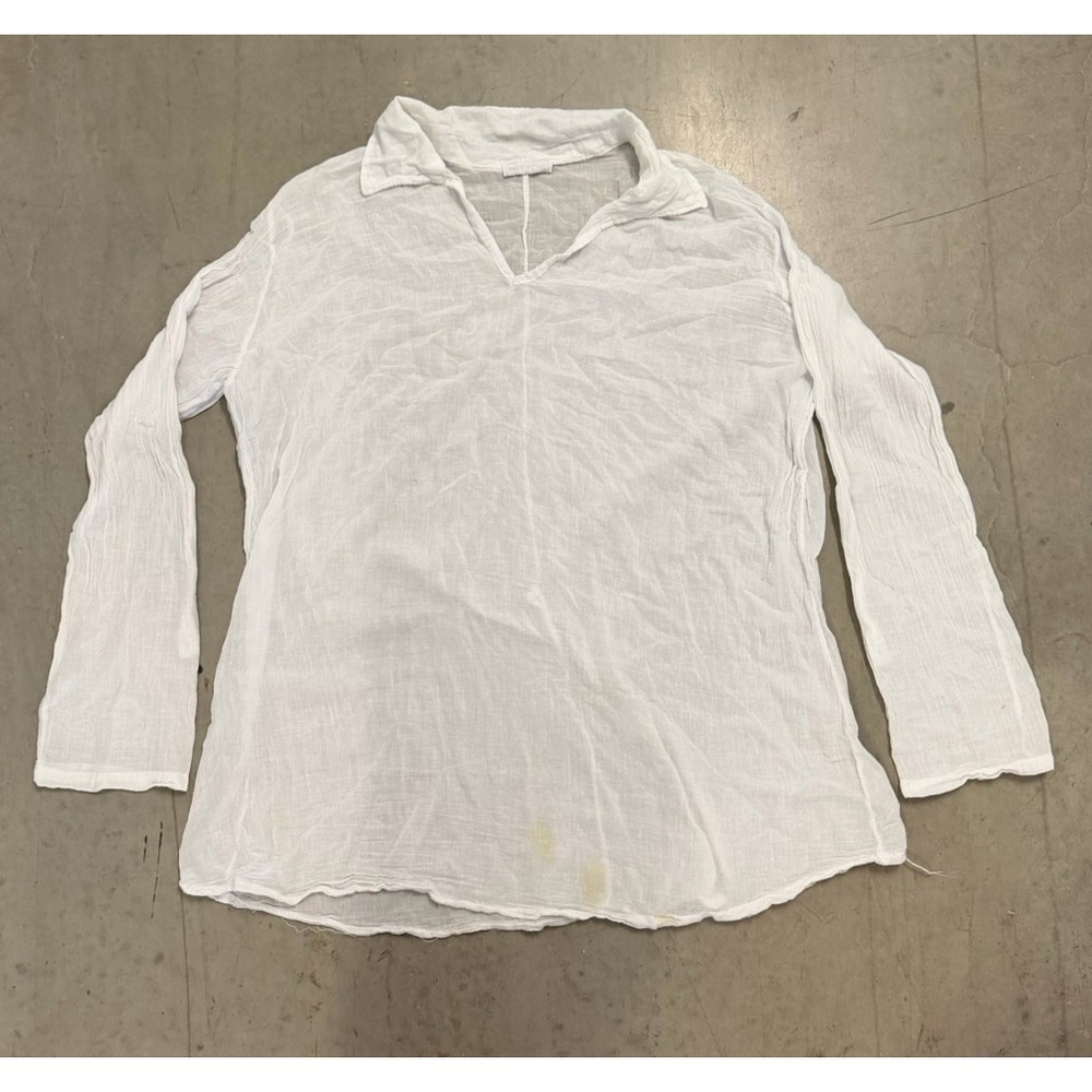 Made in Italy White Gauze Tunic Blouse Long Sleeve Sheer Lightweight Boho Top